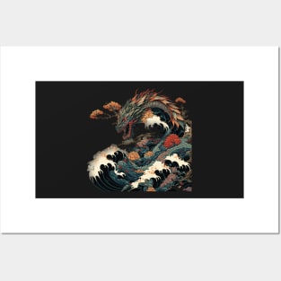 ⭐⭐⭐⭐⭐ Ukiyo-e style dragon wave Posters and Art